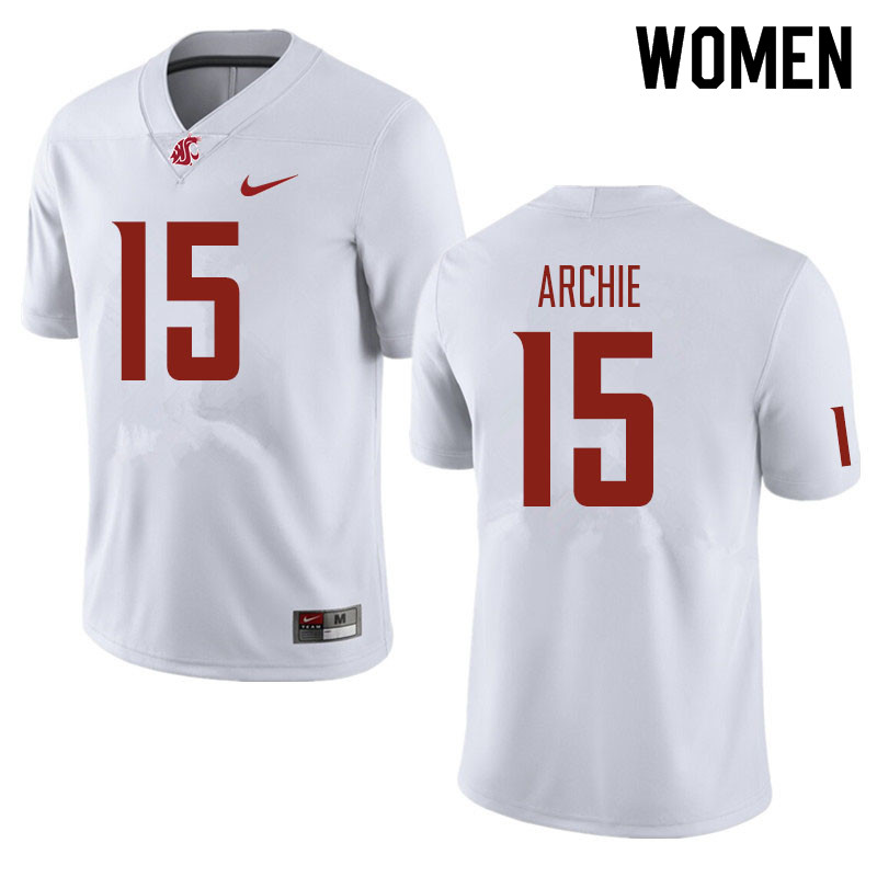 Women #15 Armauni Archie Washington State Cougars Football Jerseys Sale-White